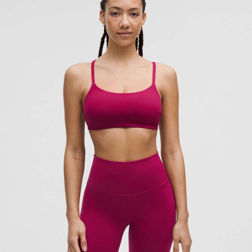 NWT Lululemon Wunder Train Strappy Racer Bra Magenta Smocked Yoga Gym Size 2 - Picture 1 of 4